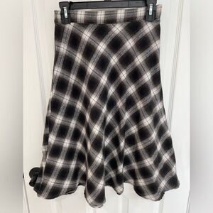 SHEIN Brown White Flannel Plaid A Line Midi Skirt Women’s Size S